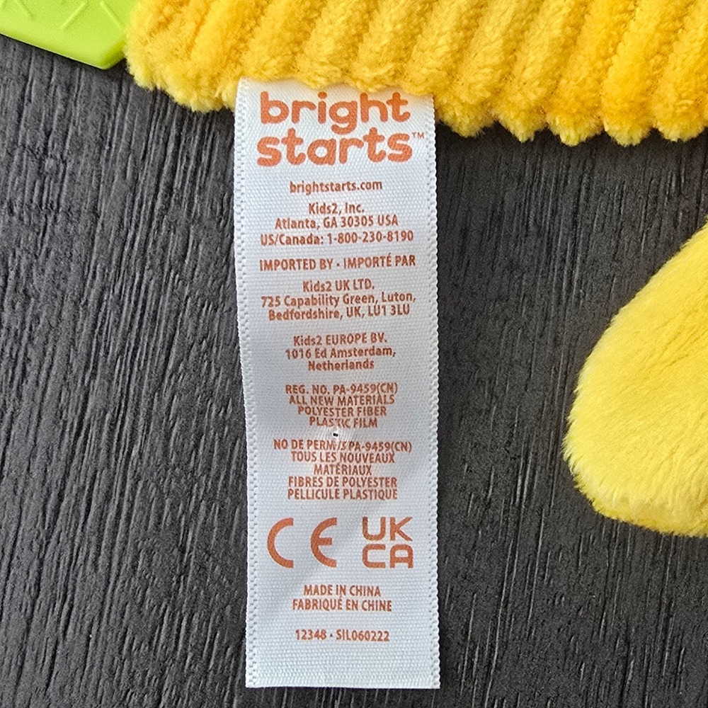 Bright Starts Snuggle Teethe Giraffe Plush Toy Yellow Unisex One Size Sensory - Picture 6 of 8